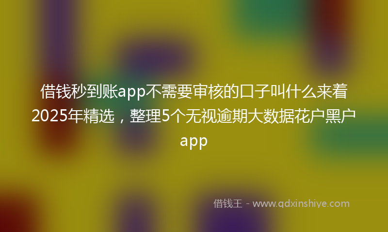 借钱秒到账app不需要审核的口子叫什么来着2025年精选，整理5个无视逾期大数据花户黑户app