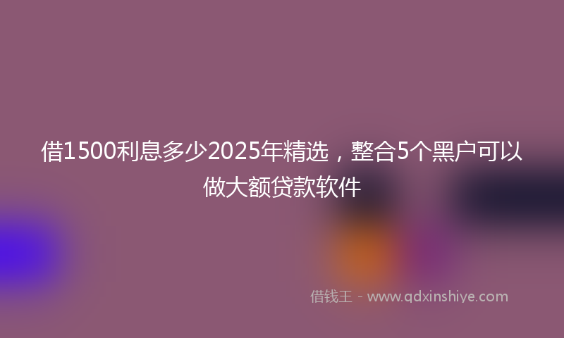 借1500利息多少2025年精选，整合5个黑户可以做大额贷款软件
