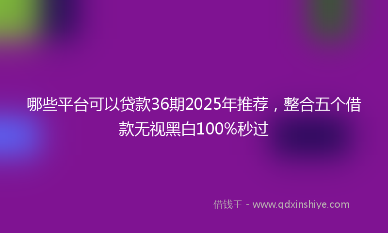 哪些平台可以贷款36期2025年推荐，整合五个借款无视黑白100%秒过