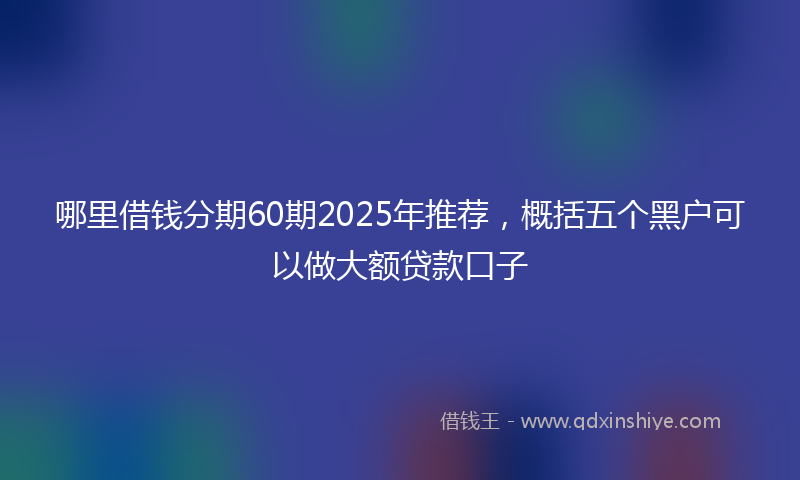 哪里借钱分期60期2025年推荐，概括五个黑户可以做大额贷款口子