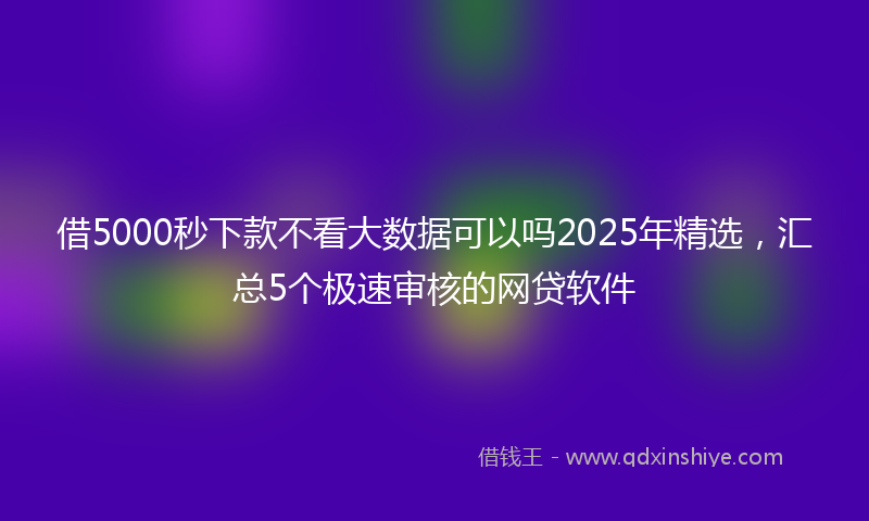 借5000秒下款不看大数据可以吗2025年精选，汇总5个极速审核的网贷软件