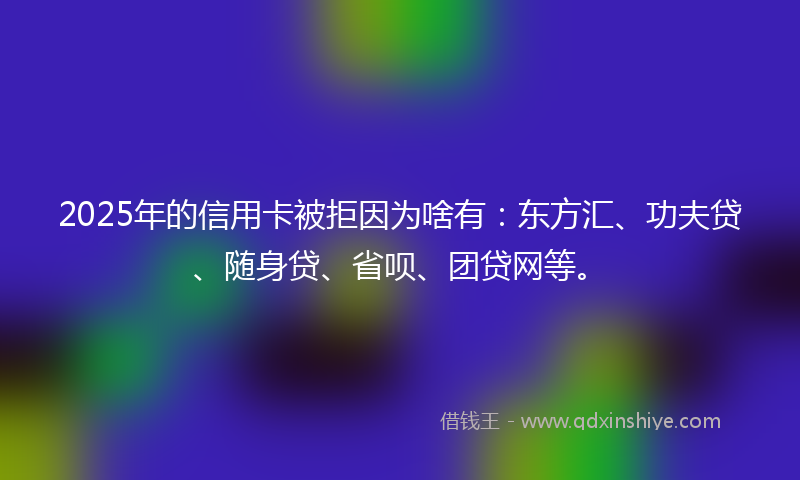 2025年的信用卡被拒因为啥有：东方汇、功夫贷、随身贷、省呗、团贷网等。