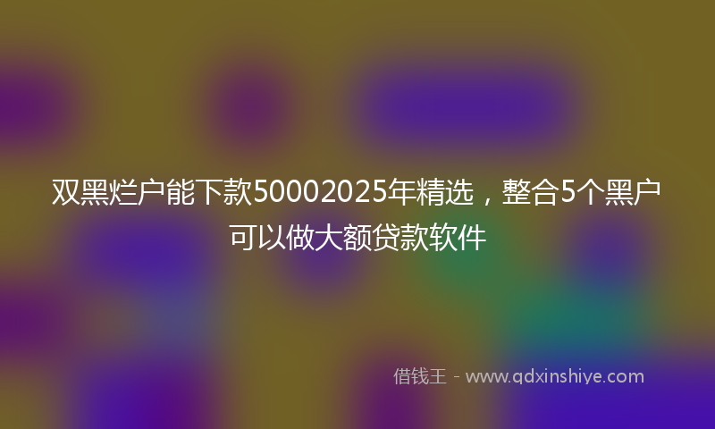 双黑烂户能下款50002025年精选，整合5个黑户可以做大额贷款软件