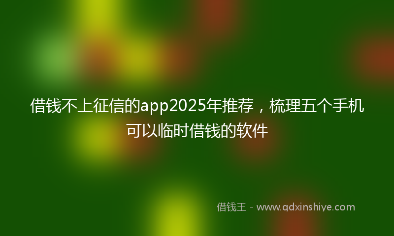 借钱不上征信的app2025年推荐，梳理五个手机可以临时借钱的软件