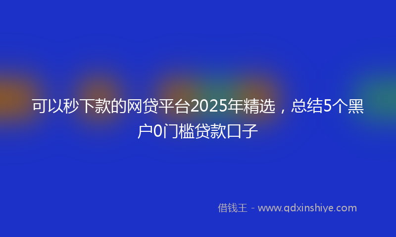 可以秒下款的网贷平台2025年精选，总结5个黑户0门槛贷款口子