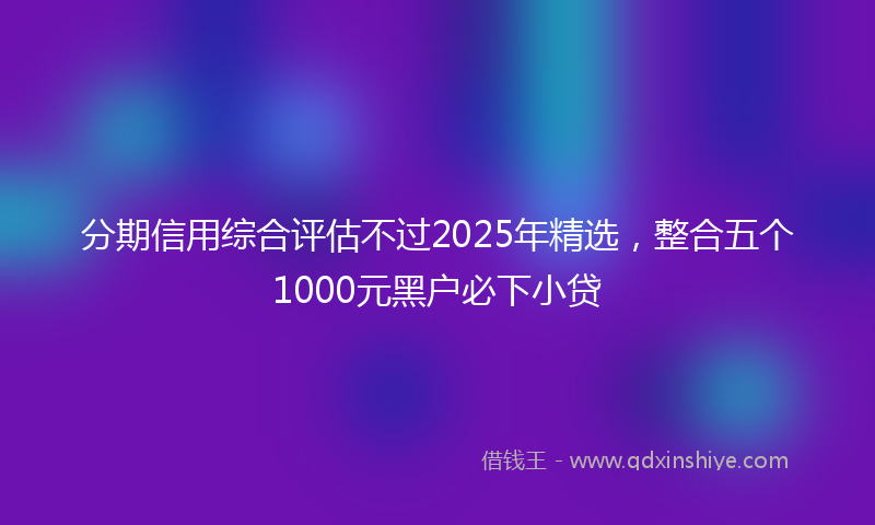 分期信用综合评估不过2025年精选，整合五个1000元黑户必下小贷