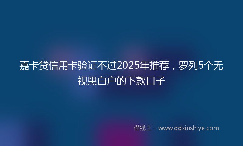 嘉卡贷信用卡验证不过2025年推荐，罗列5个无视黑白户的下款口子