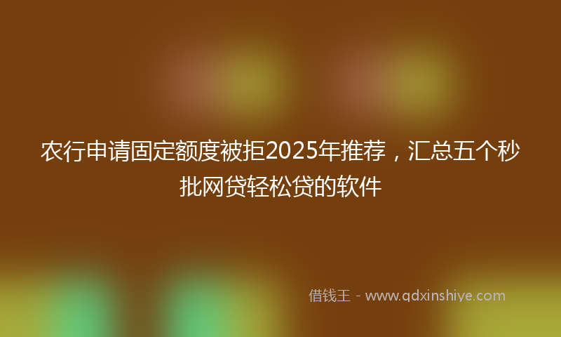 农行申请固定额度被拒2025年推荐，汇总五个秒批网贷轻松贷的软件
