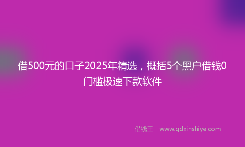 借500元的口子2025年精选，概括5个黑户借钱0门槛极速下款软件