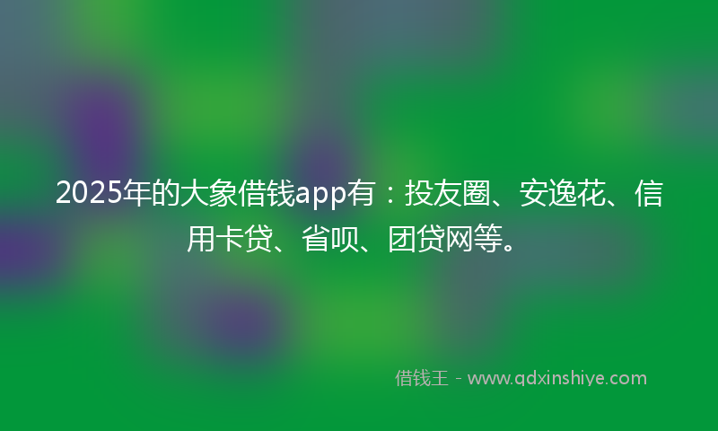 2025年的大象借钱app有：投友圈、安逸花、信用卡贷、省呗、团贷网等。