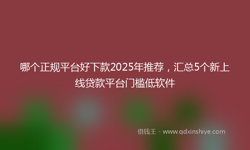 哪个正规平台好下款2025年推荐，汇总5个新上线贷款平台门槛低软件