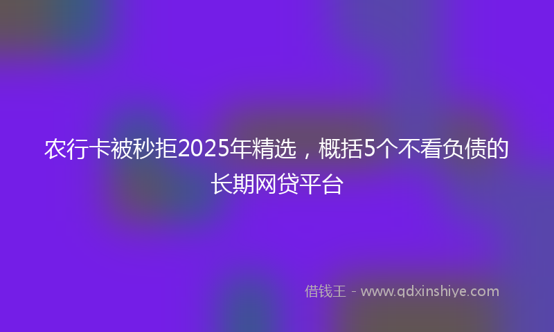 农行卡被秒拒2025年精选，概括5个不看负债的长期网贷平台