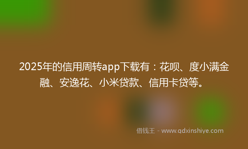2025年的信用周转app下载有：花呗、度小满金融、安逸花、小米贷款、信用卡贷等。
