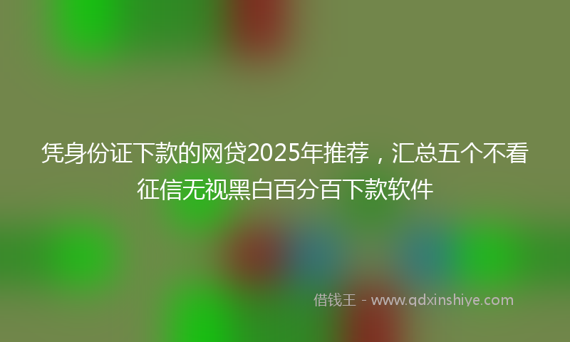 凭身份证下款的网贷2025年推荐，汇总五个不看征信无视黑白百分百下款软件