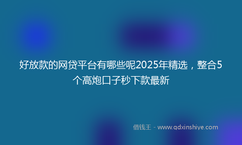 好放款的网贷平台有哪些呢2025年精选，整合5个高炮口子秒下款最新