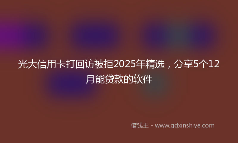 光大信用卡打回访被拒2025年精选，分享5个12月能贷款的软件