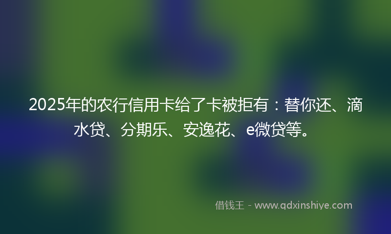 2025年的农行信用卡给了卡被拒有：替你还、滴水贷、分期乐、安逸花、e微贷等。