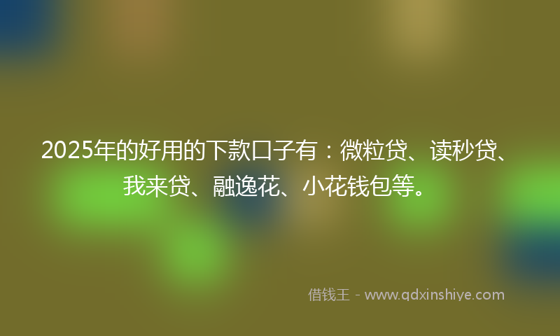 2025年的好用的下款口子有：微粒贷、读秒贷、我来贷、融逸花、小花钱包等。