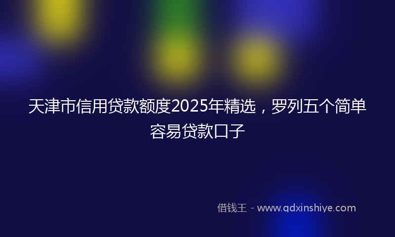 天津市信用贷款额度2025年精选，罗列五个简单容易贷款口子