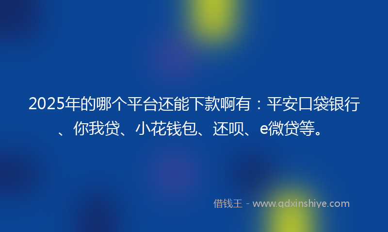 2025年的哪个平台还能下款啊有：平安口袋银行、你我贷、小花钱包、还呗、e微贷等。