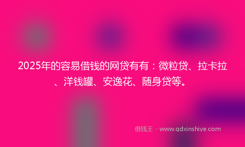 2025年的容易借钱的网贷有有：微粒贷、拉卡拉、洋钱罐、安逸花、随身贷等。