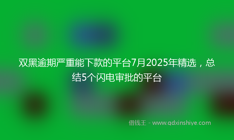 双黑逾期严重能下款的平台7月2025年精选，总结5个闪电审批的平台