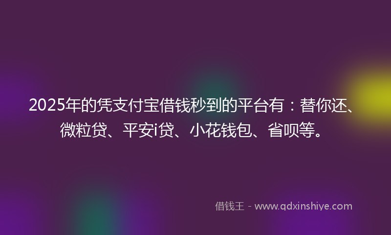2025年的凭支付宝借钱秒到的平台有：替你还、微粒贷、平安i贷、小花钱包、省呗等。
