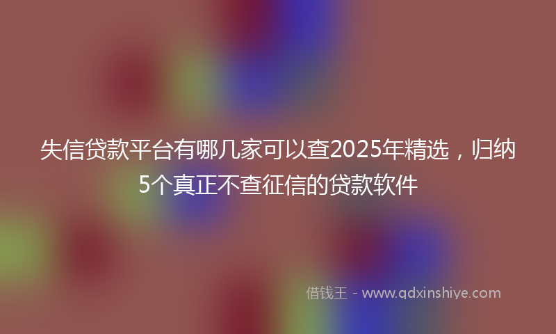 失信贷款平台有哪几家可以查2025年精选，归纳5个真正不查征信的贷款软件