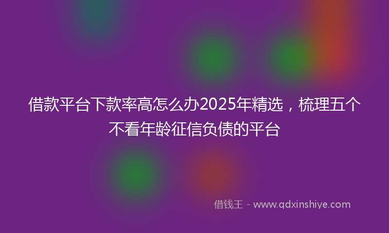 借款平台下款率高怎么办2025年精选，梳理五个不看年龄征信负债的平台