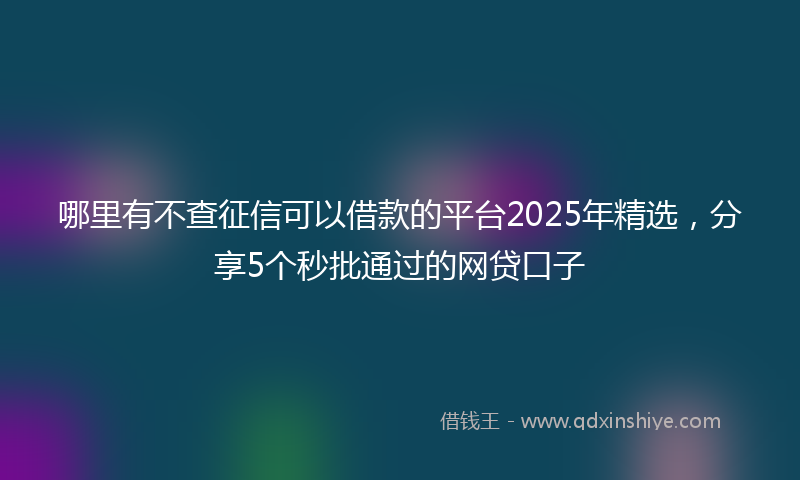 哪里有不查征信可以借款的平台2025年精选，分享5个秒批通过的网贷口子