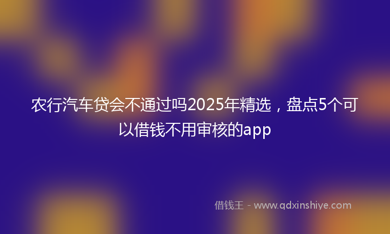 农行汽车贷会不通过吗2025年精选，盘点5个可以借钱不用审核的app