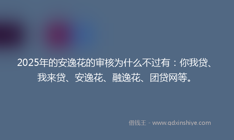 2025年的安逸花的审核为什么不过有：你我贷、我来贷、安逸花、融逸花、团贷网等。