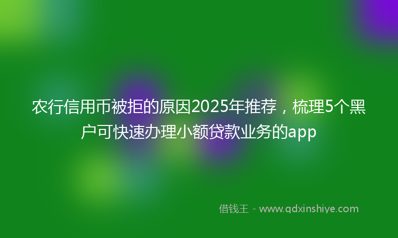 农行信用币被拒的原因2025年推荐，梳理5个黑户可快速办理小额贷款业务的app
