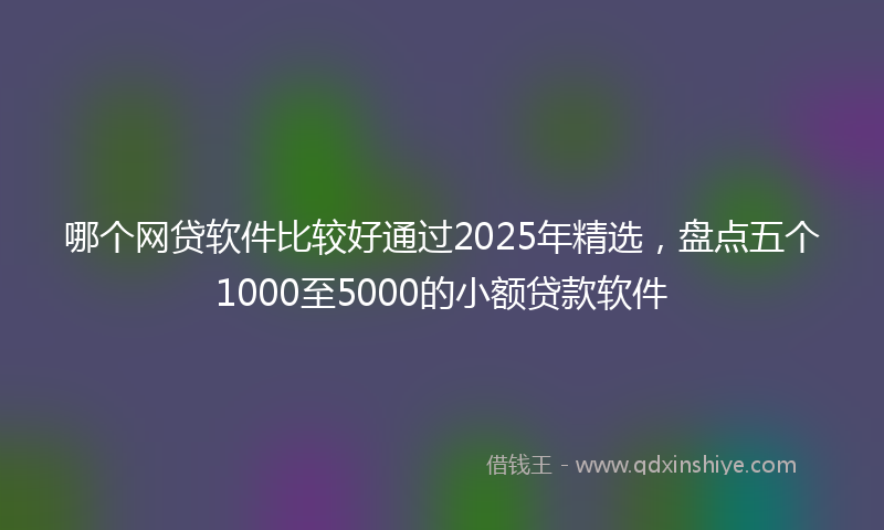 哪个网贷软件比较好通过2025年精选，盘点五个1000至5000的小额贷款软件