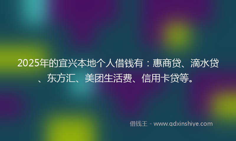 2025年的宜兴本地个人借钱有：惠商贷、滴水贷、东方汇、美团生活费、信用卡贷等。