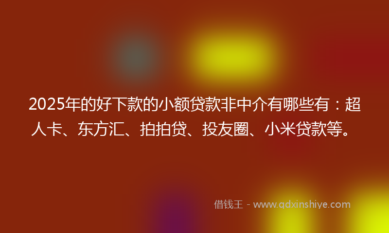 2025年的好下款的小额贷款非中介有哪些有：超人卡、东方汇、拍拍贷、投友圈、小米贷款等。