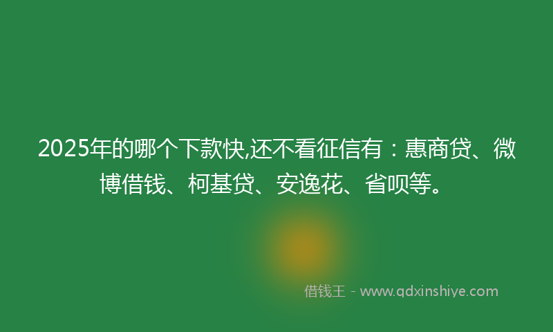 2025年的哪个下款快,还不看征信有：惠商贷、微博借钱、柯基贷、安逸花、省呗等。