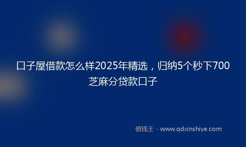 口子屋借款怎么样2025年精选，归纳5个秒下700芝麻分贷款口子