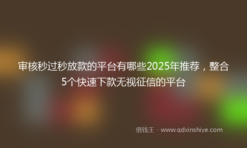 审核秒过秒放款的平台有哪些2025年推荐，整合5个快速下款无视征信的平台