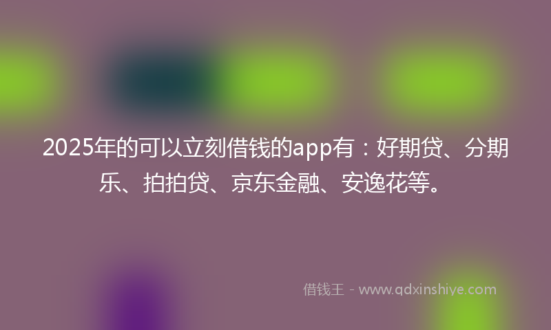 2025年的可以立刻借钱的app有：好期贷、分期乐、拍拍贷、京东金融、安逸花等。