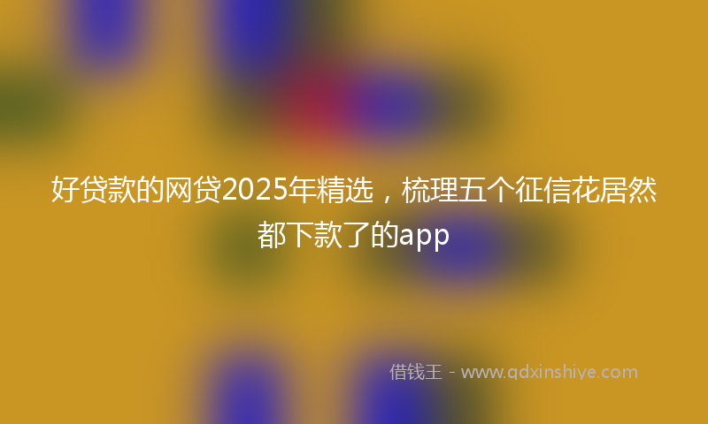 好贷款的网贷2025年精选，梳理五个征信花居然都下款了的app