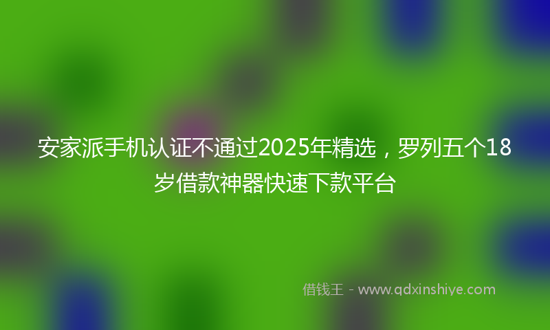 安家派手机认证不通过2025年精选，罗列五个18岁借款神器快速下款平台