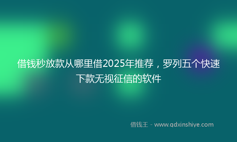 借钱秒放款从哪里借2025年推荐，罗列五个快速下款无视征信的软件
