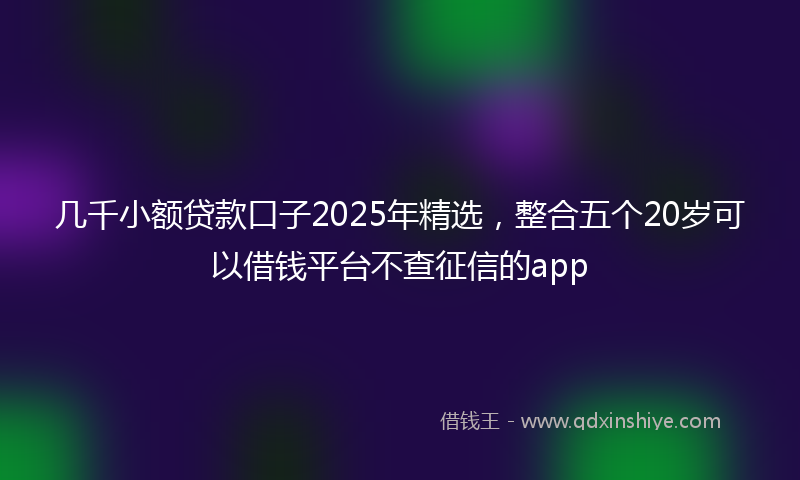 几千小额贷款口子2025年精选，整合五个20岁可以借钱平台不查征信的app