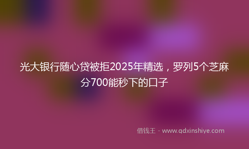 光大银行随心贷被拒2025年精选，罗列5个芝麻分700能秒下的口子