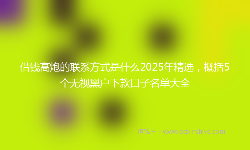 借钱高炮的联系方式是什么2025年精选，概括5个无视黑户下款口子名单大全