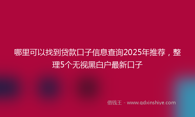哪里可以找到贷款口子信息查询2025年推荐，整理5个无视黑白户最新口子