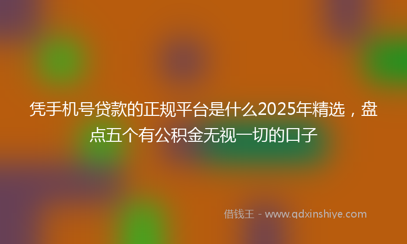 凭手机号贷款的正规平台是什么2025年精选，盘点五个有公积金无视一切的口子