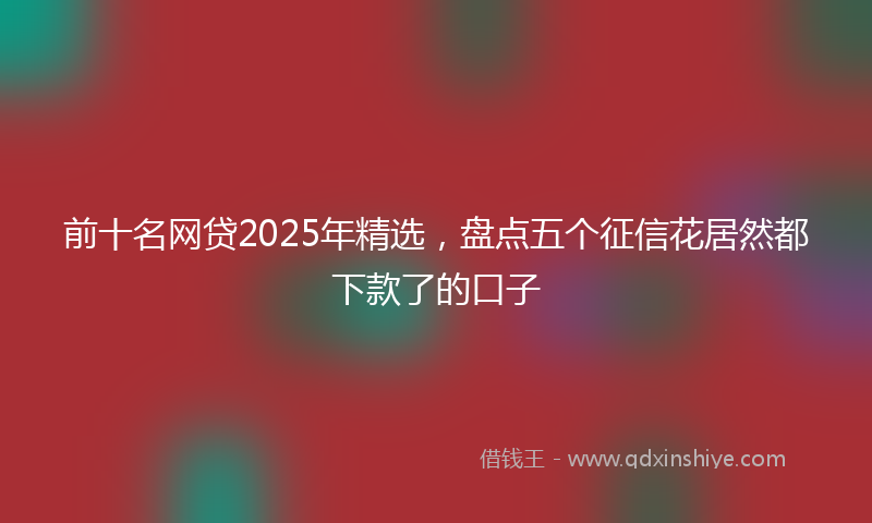 前十名网贷2025年精选，盘点五个征信花居然都下款了的口子