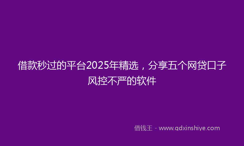借款秒过的平台2025年精选，分享五个网贷口子风控不严的软件